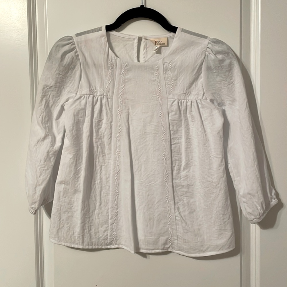 Girls White Long Sleeve Top - Size M (10/12)